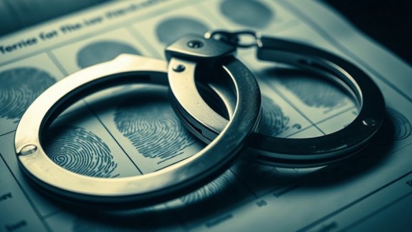 San Jose homicide suspect arrest scene with handcuffs on fingerprint sheet.