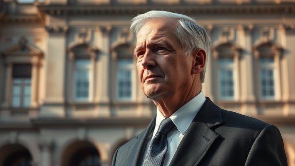 U.S. Vaccine Policy Changes: Man in suit outside historical building.