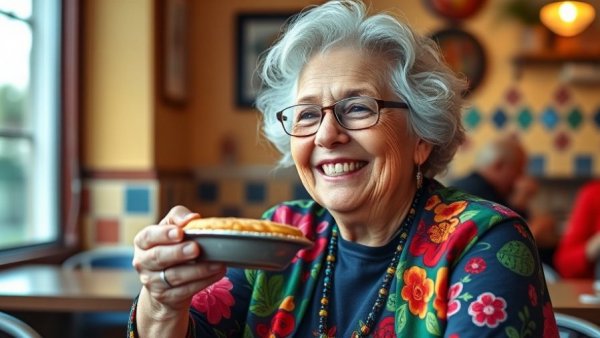 San Francisco pie-eating contest participant in colorful attire.