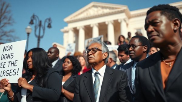 Protesters at Kevin Epps trial holding signs demanding justice.