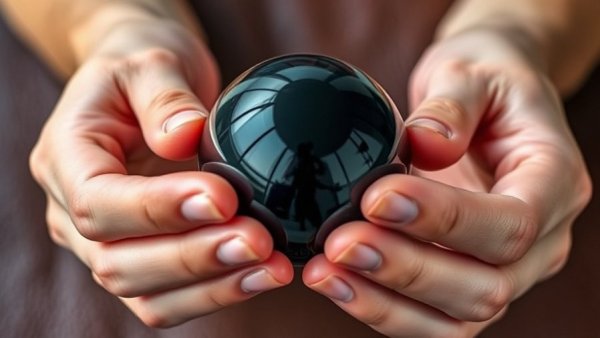 Hands holding a wearable AI accessory, modern design.