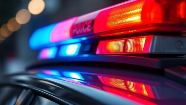 Police car sirens depicted close-up, related to Gilroy grocery store stabbing.