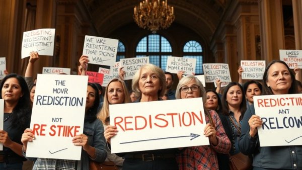 Protesters rally against Indiana redistricting vote indoors.