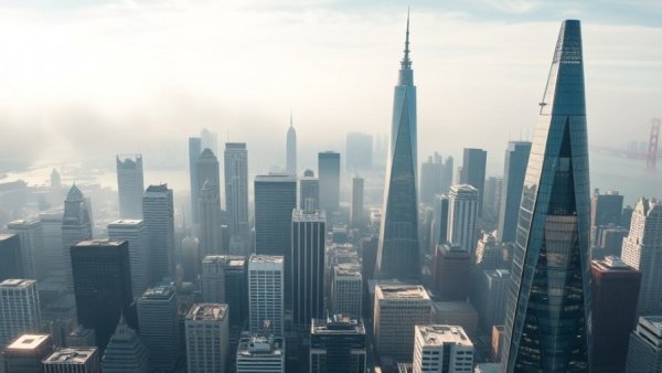 Aerial view of futuristic skyscrapers at San Francisco Tennis Club site sale.