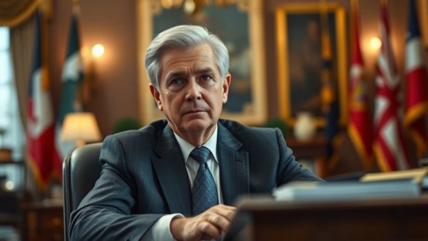 Senior male in formal setting reflecting on rise in unemployment.