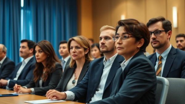 People at a meeting discussing military strike oversight.