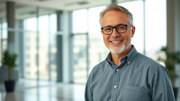 Business executive smiling in bright office related to BioMarin acquisition
