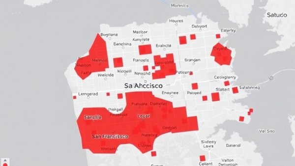 PG&E outage map of San Francisco showing affected areas and streets.