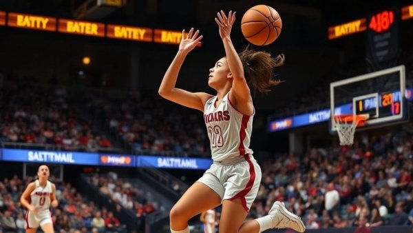 Stanford women’s basketball player making a jump shot during a game.