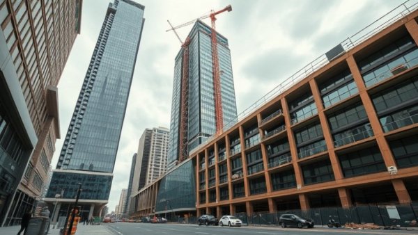Bay Area construction site with a tall building under development.