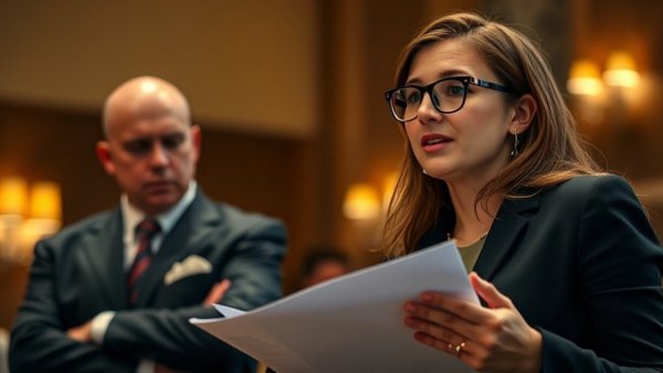 Young woman passionately speaking at formal event, Zoe Rosenberg release from jail.