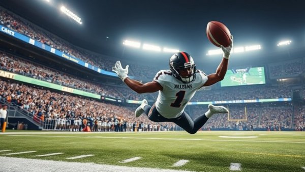 Football player dives for catch near end zone, George Kittle injury update.