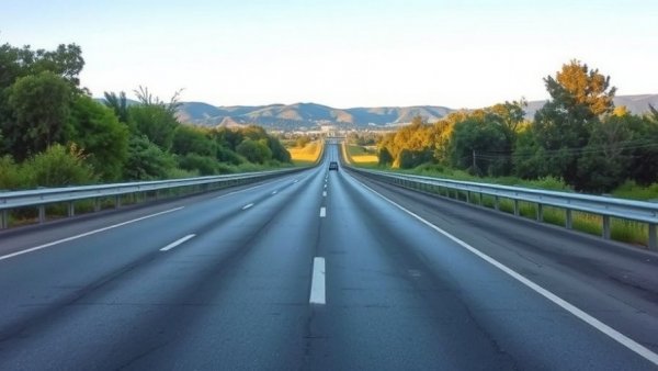 Scenic highway in San Jose under clear blue sky