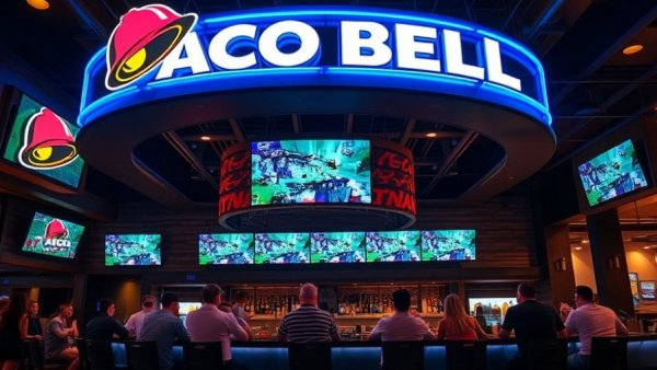 Modern Taco Bell Cantina in San Francisco with customers.