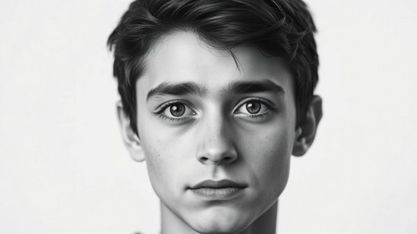 Black and white portrait of young man, Colombia US relations.