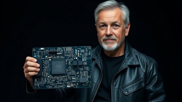 Innovative tech expert showcasing advanced circuit board.