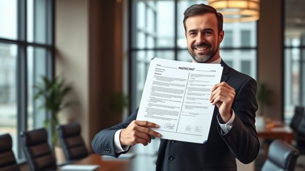 San Francisco local news: Man presenting document in office.
