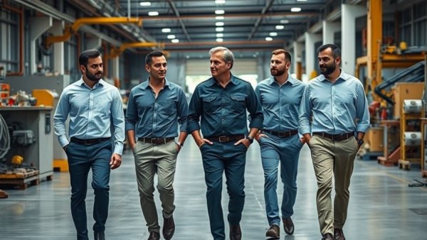 Confident discussion in factory setting, Trump heckler response scene.