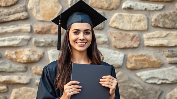 Graduate woman smiling with diploma and decorated cap, Deportation Mistake on Thanksgiving Student.