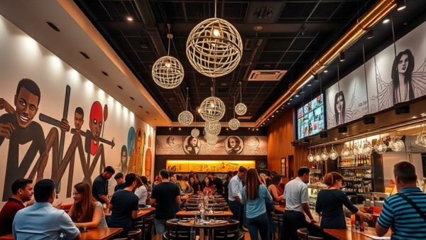 Modern Beretta San Francisco restaurant interior with patrons and art.