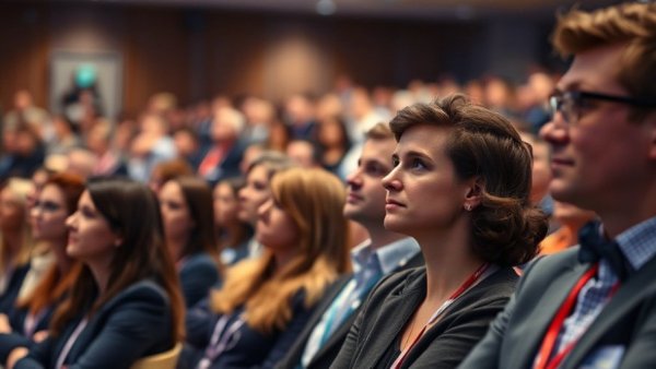 Gavin Newsom with attendees at event, attentive in audience.