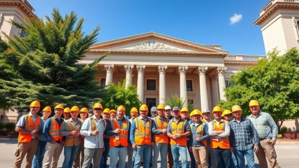 Construction team at historical site, California Forever shipyard manufacturing focus.