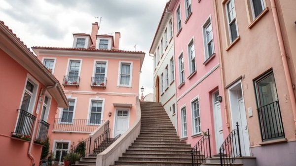 Pastel San Francisco homes, perfect for local news feature.