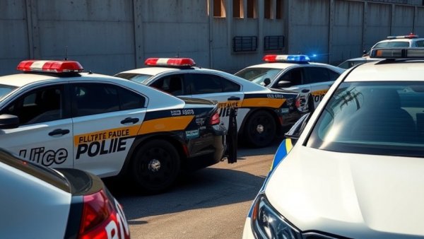 San Francisco local news: parked police cars with spotlights and numbers.