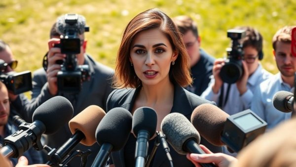 Confident woman engages media about Temporary Protected Status for Burmese Nationals.