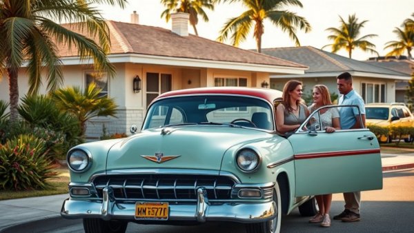 Vintage family scene in suburban neighborhood - SF News.