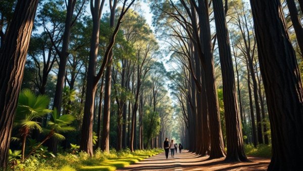 Serene walk through eucalyptus forest in the Presidio.