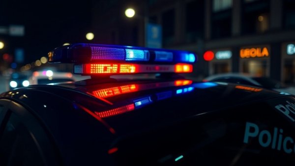 Police lights at night in San Jose hit-and-run incident.