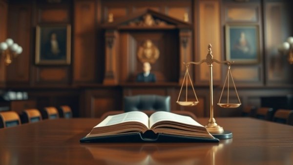 Gavel and law books in courtroom setting, America's largest law firms theme.