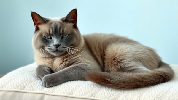 Coco bodega cat diagnosed with leukemia resting on fluffy cushion