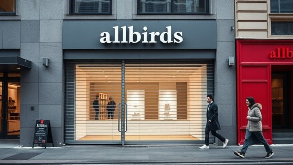 Allbirds store closed with gate, pedestrian walking by.