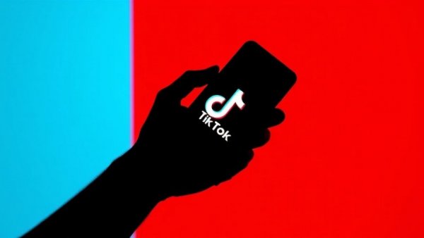 Silhouette of a hand holding a TikTok logo phone, symbolic of TikTok censorship claims