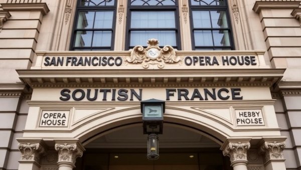 South San Francisco Opera House entrance with architectural details.