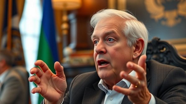 Older man speaking in an official setting.