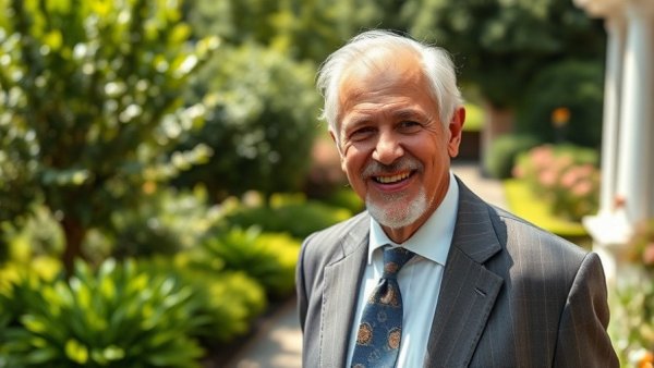 Distinguished man in garden, related to Sanfilippo syndrome gene therapy.