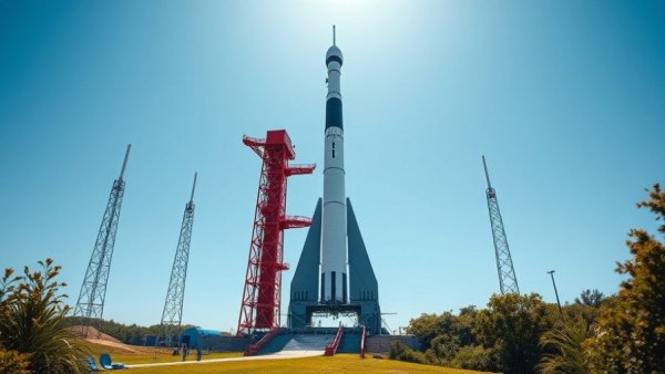 Artemis II launch date: Majestic rocket under clear blue sky.