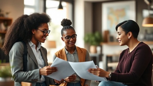People discussing Temporary Protected Status for Haitians in an office setting.