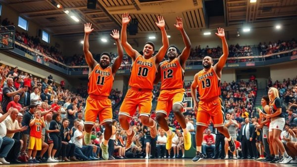 Dynamic scene of Granada vs Livermore rivalry basketball game celebration