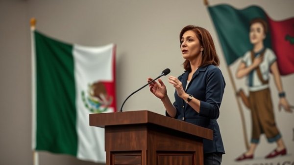 Speaker at podium discussing Mexico Cuba oil relations