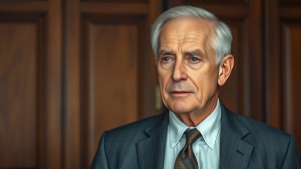 Older man in formal attire with focused expression, wood panel background, ultraprocessed foods regulation discussion.