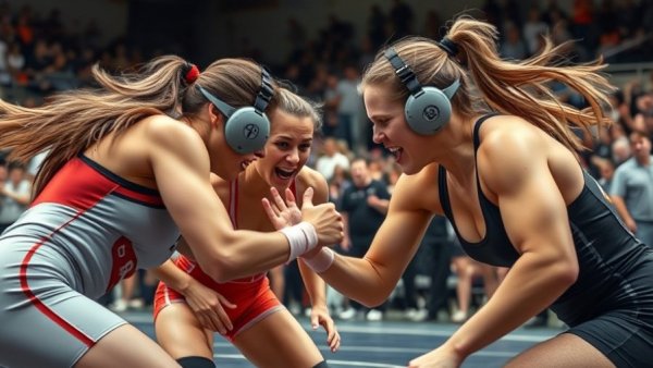 Gilroy Wrestling Dynasty match in action, athletes competing.