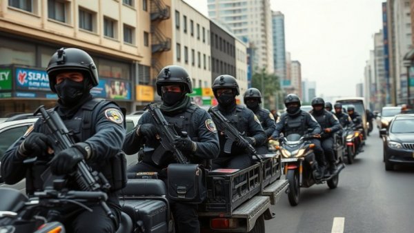 Security patrol in city street after event related to Death of El Mencho.