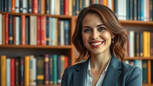 Head of business development at Bowood Estate in library setting.