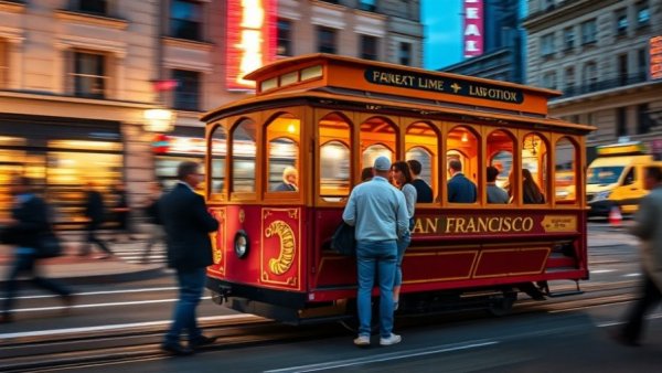 San Francisco cable car at night. One City Day San Francisco.