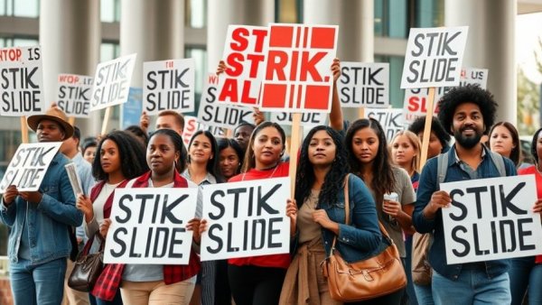 University of California unions labor agreement protest with diverse group holding signs.