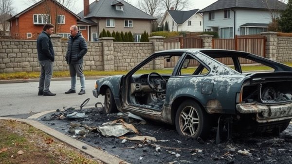 Burned car in West Bank highlighting settler violence